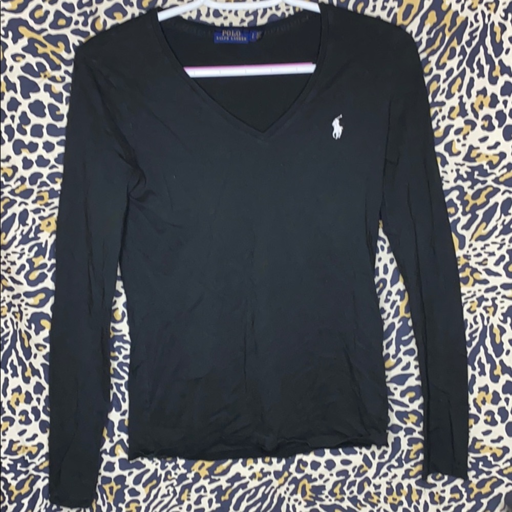Black polo V-neck